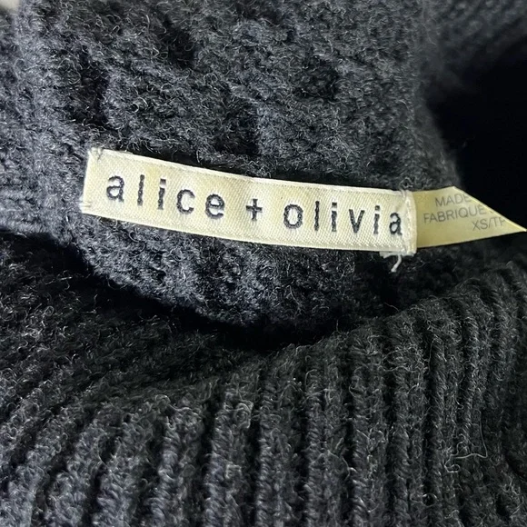 Alice + Olivia Dress Womens XS Honeycomb Cable Knit Wool Cowl Neck Sweater Mini - Picture 7 of 9